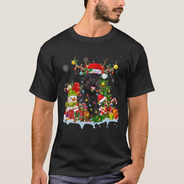 Schnauzer Weihnachtsmannmütze Reindeer Christmas L T-Shirt (Vorderseite)