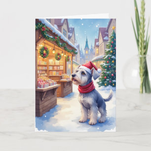 Schnauzer Weihnachtsmarkt Feiertag Winter Hundelie Karte