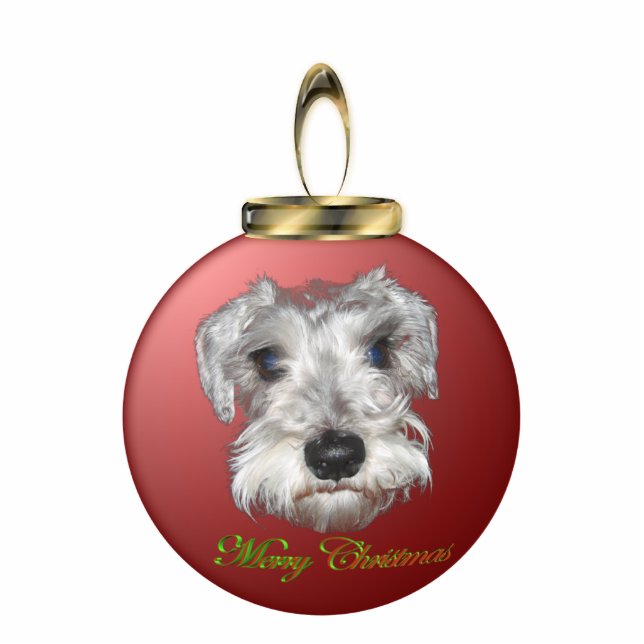 Schnauzer-Weihnachtsverzierung Fotoskulptur Ornament (Vorne)
