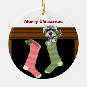 Schnauzer-Weihnachtsverzierung Keramikornament