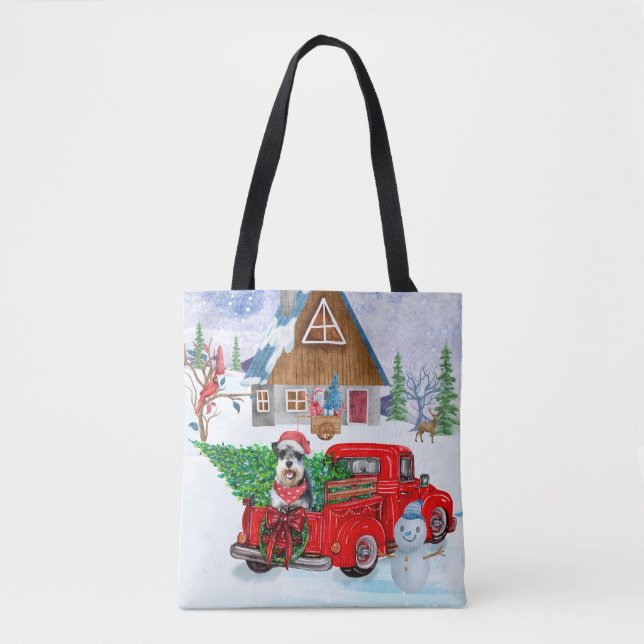 Schnauzer Weihnachtszustellung LKW Schnee Tasche (Vorderseite)
