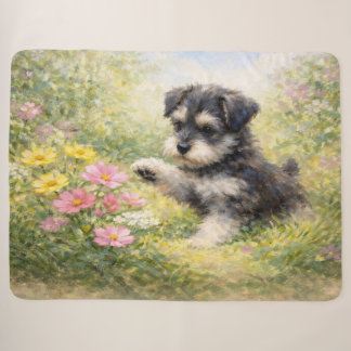 Schnauzer-Welpe Frühlingsblumen Sherpadecke