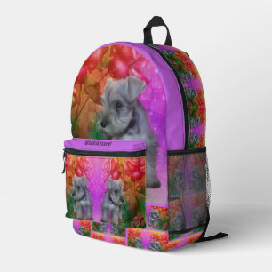 Schnauzer Welpe Rose Dog Personalisiert Bedruckter Rucksack