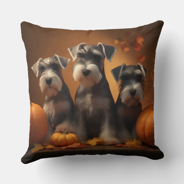 Schnauzer Welppy Autumn Delight Pumpkin Kissen (Rückseite)