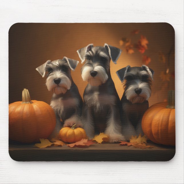 Schnauzer Welppy Autumn Delight Pumpkin Mousepad (Vorne)
