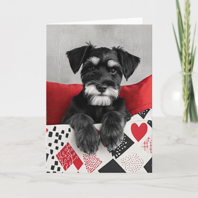 Schnauzer Welppy Valentine Card Dankeskarte (Vorderseite)