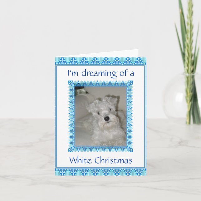 Schnauzer White Christmas Card Feiertagskarte (Vorderseite)
