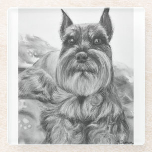 Schnauzer-Zeichnen Glasuntersetzer
