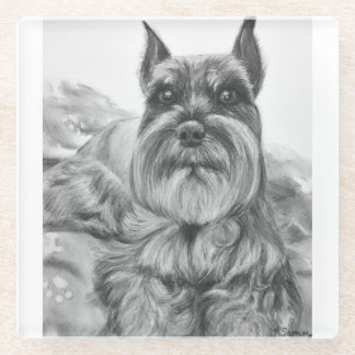 Schnauzer-Zeichnen Glasuntersetzer