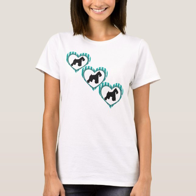 Schnauzers-Herz und Streifen-Shirt T-Shirt (Vorderseite)