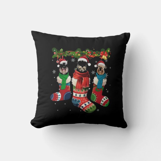 Schnauzers Weihnachtsbaum Kissen (Vorderseite)