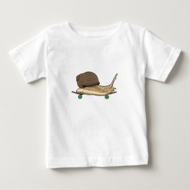 Schnecke als Skater mit Skateboard Baby T-shirt (Vorderseite)
