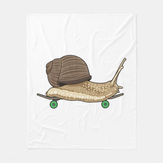 Schnecke als Skater mit Skateboard Fleecedecke (Vorderseite)