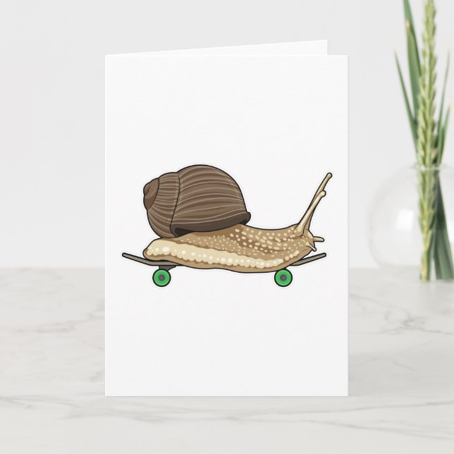 Schnecke als Skater mit Skateboard Karte (Vorderseite)