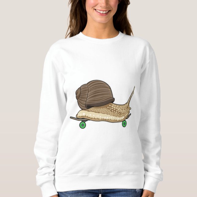 Schnecke als Skater mit Skateboard Sweatshirt (Vorderseite)