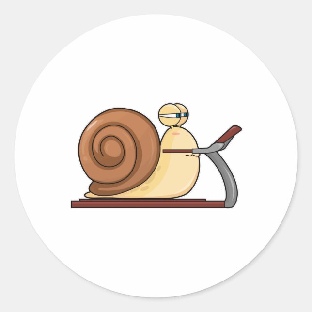 Schnecke am Joggen auf Treadmill Runder Aufkleber (Vorderseite)