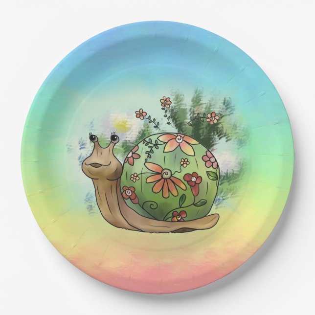 Schnecke am Teich  Pappteller (Vorderseite)