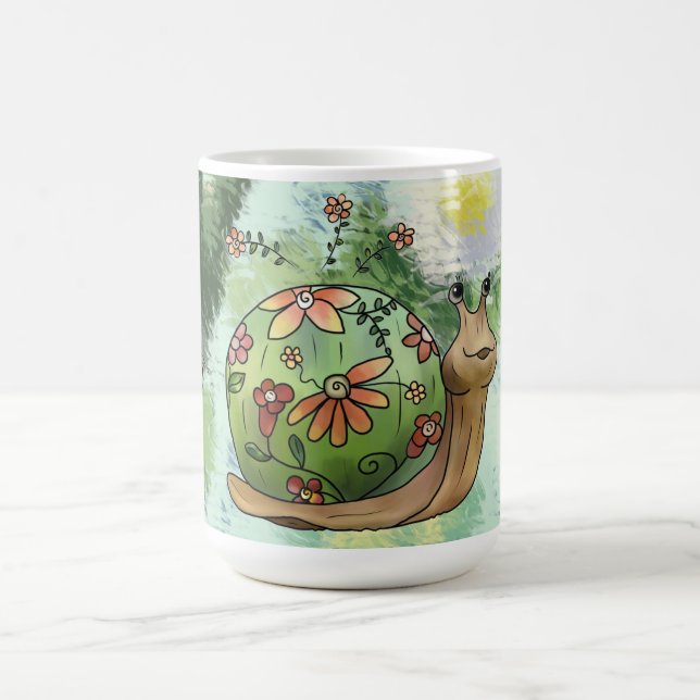 Schnecke am Teich Postkarte Kaffeetasse (Mittel)
