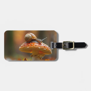 Schnecke auf dem Pilz niedliche Naturszene Gepäckanhänger