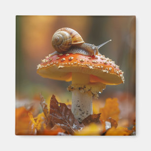 Schnecke auf dem Pilz niedliche Naturszene Magnet