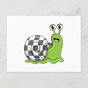 Schnecke beim Schachspiel mit Schachbrett Postkarte
