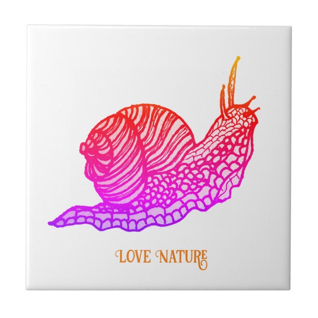 Schnecke im grafischen Stil Fliese (Vorderseite)