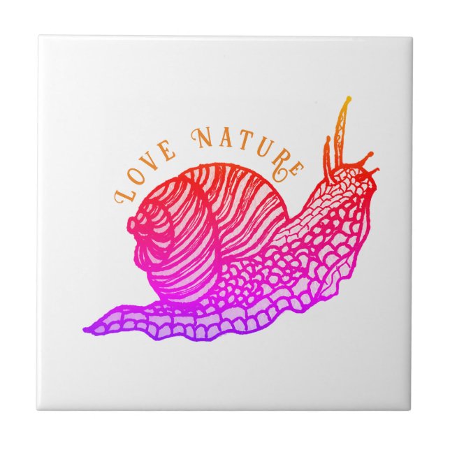 Schnecke im grafischen Stil Fliese (Vorderseite)