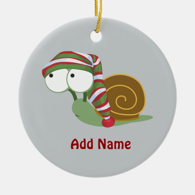 Schnecke im Winter Keramikornament (Vorne)