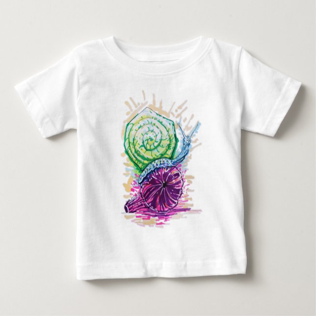 Schnecke in der Fig bunt Baby T-shirt (Vorderseite)