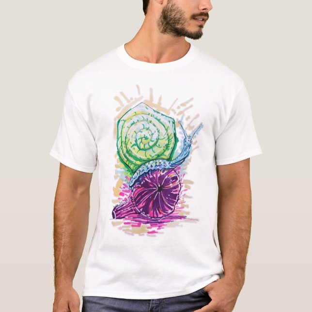 Schnecke in der Fig bunt T-Shirt (Vorderseite)