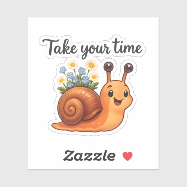 Schnecke mit Blume Aufkleber (Blatt)