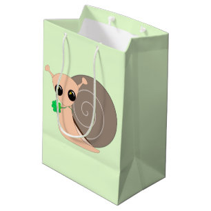 Schnecke mit Clover Geschenktasche - individuell a Mittlere Geschenktüte