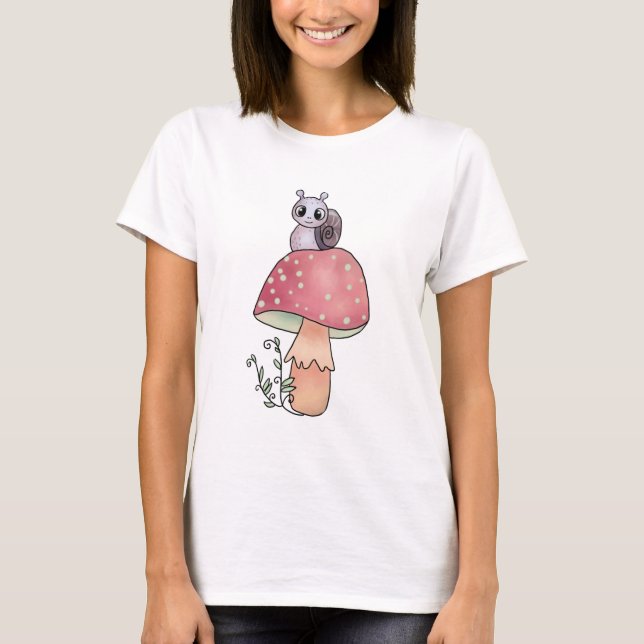 Schnecke mit Pilz T-Shirt (Vorderseite)