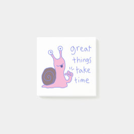 Schnecke Rosa Große Dinge Brauchen Zeit Motivation Post-it Klebezettel