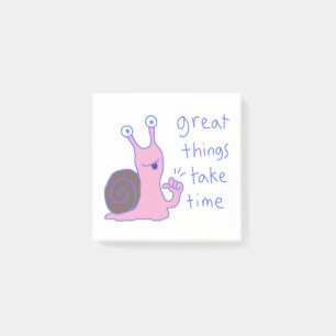 Schnecke Rosa Große Dinge Brauchen Zeit Motivation Post-it Klebezettel