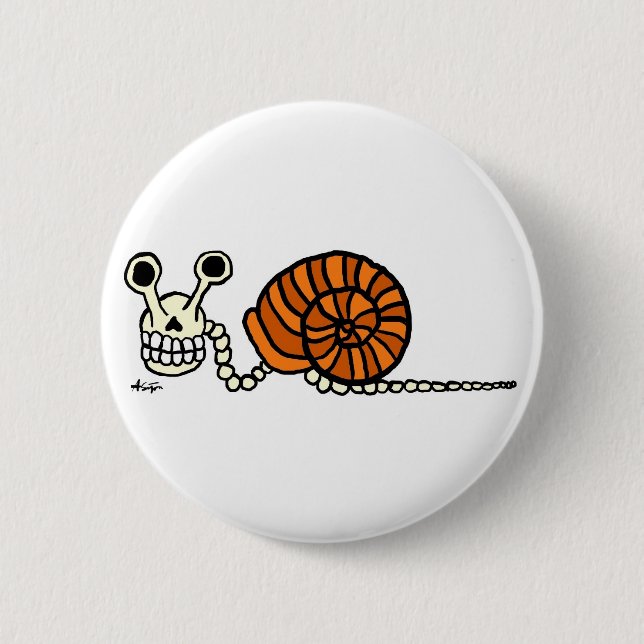 Schnecke-Skelett-Knopf Button (Vorderseite)