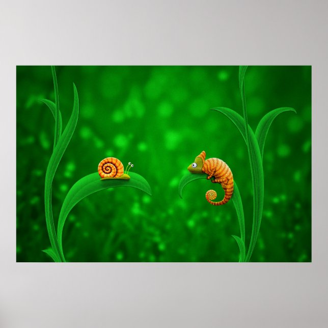 Schnecke und Chameleon Poster (Vorne)