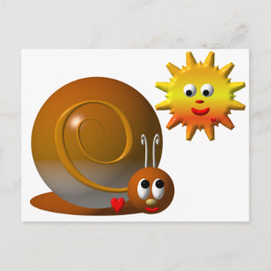 Schnecke und lächelnde Sonne Postkarte