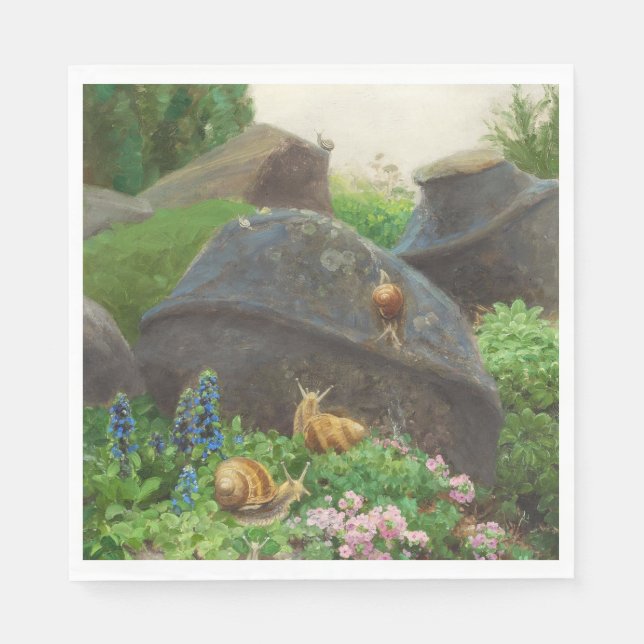 Schnecken in einem Rockgarten (von H.A. Brendekild Serviette (Vorderseite)