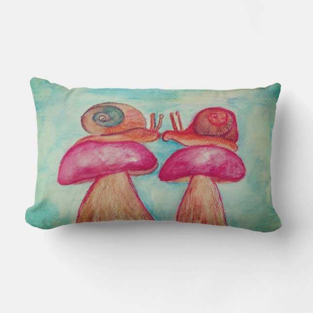 Schnecken Pilze Art Lumbar Pillow 33 cm x 53 cm Lendenkissen (Vorderseite)
