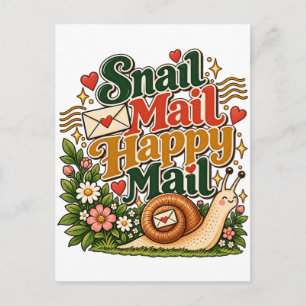 Schneckenpost Glückspost Süße Retro-Schnecke Blume Postkarte