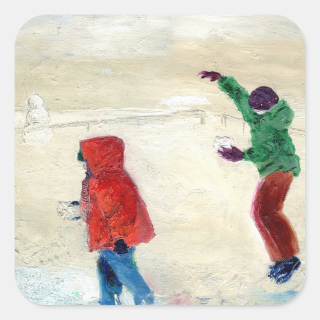Schnee! 2014 quadratischer aufkleber (Vorderseite)