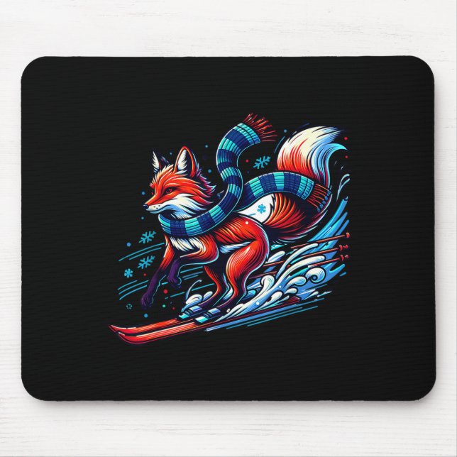 Schnee-Abenteuer-Fuchs-Ski-Spaß  Mousepad (Vorne)