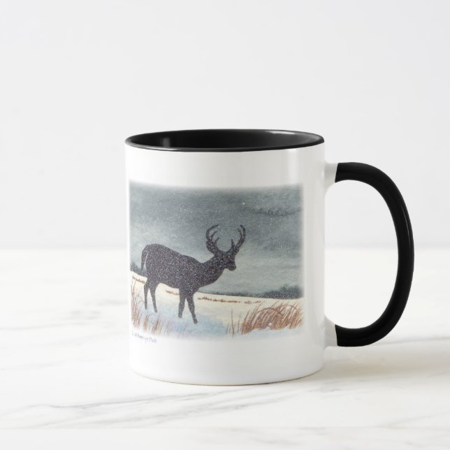 Schnee abgewischte Rotwild-Silhouette-Malerei Tasse (Rechts)