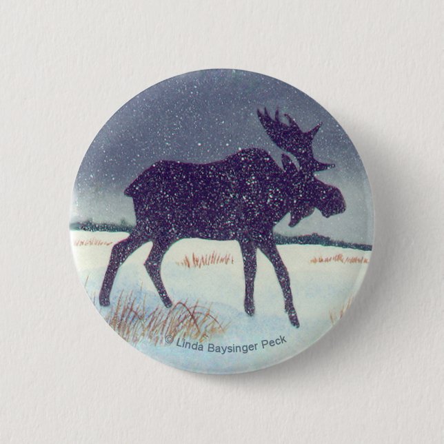 Schnee abgewischte Stier-Elche Button (Vorderseite)
