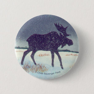 Schnee abgewischte Stier-Elche Button