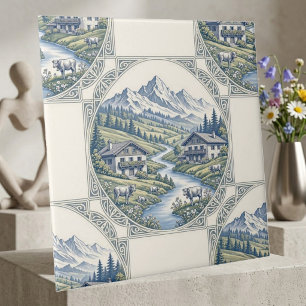 Schnee Alpen Wogende Wiesen Rustikales Chalet Szen Fliese