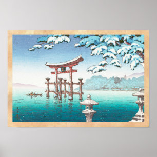 Schnee an Miyajima hanga Winter-Landschaft Poster