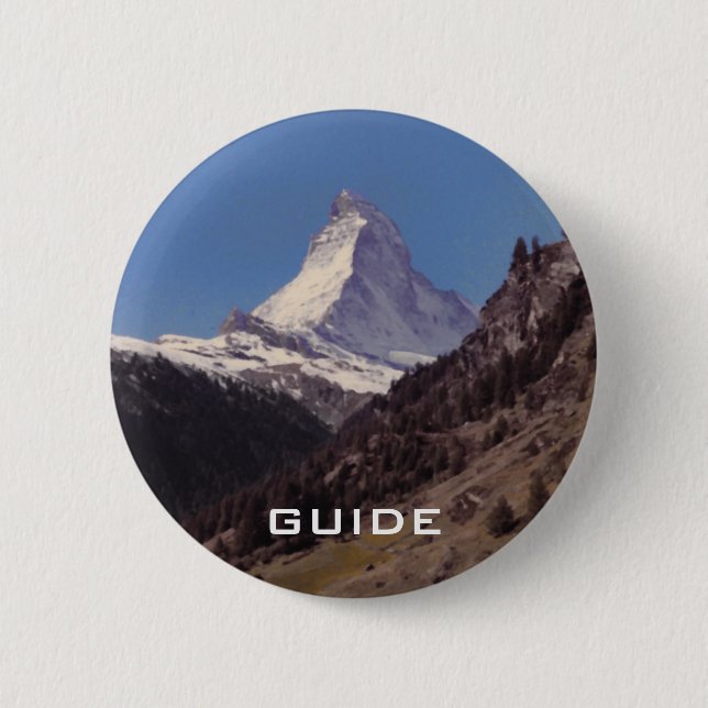 Schnee auf blauer Himmel-alpinem Waldknopf Button (Vorderseite)