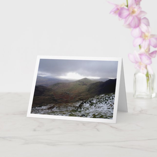 Schnee auf dem Snowdon Landschaft, Wales Karte (Orchidee)